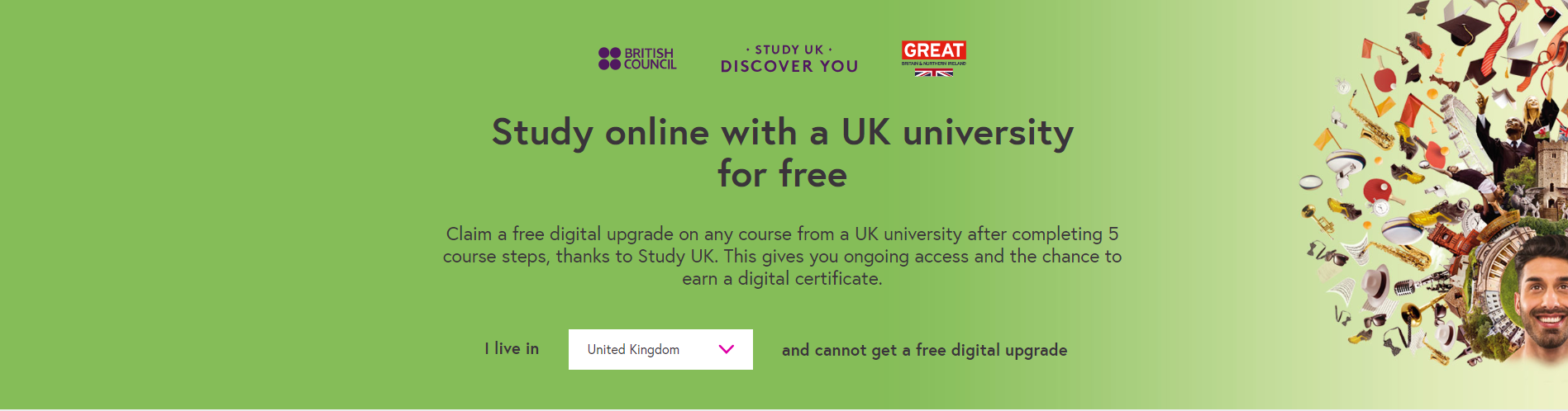 Screen shot of the FutureLearn sign up page with hyperlink to site embedded.