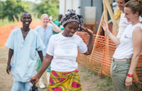 Image of Ebola survivors leaving treatment centre